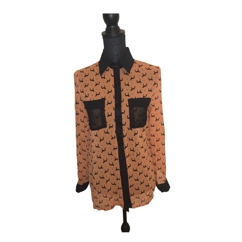 36point5 Orange Dog Patterned Button Up